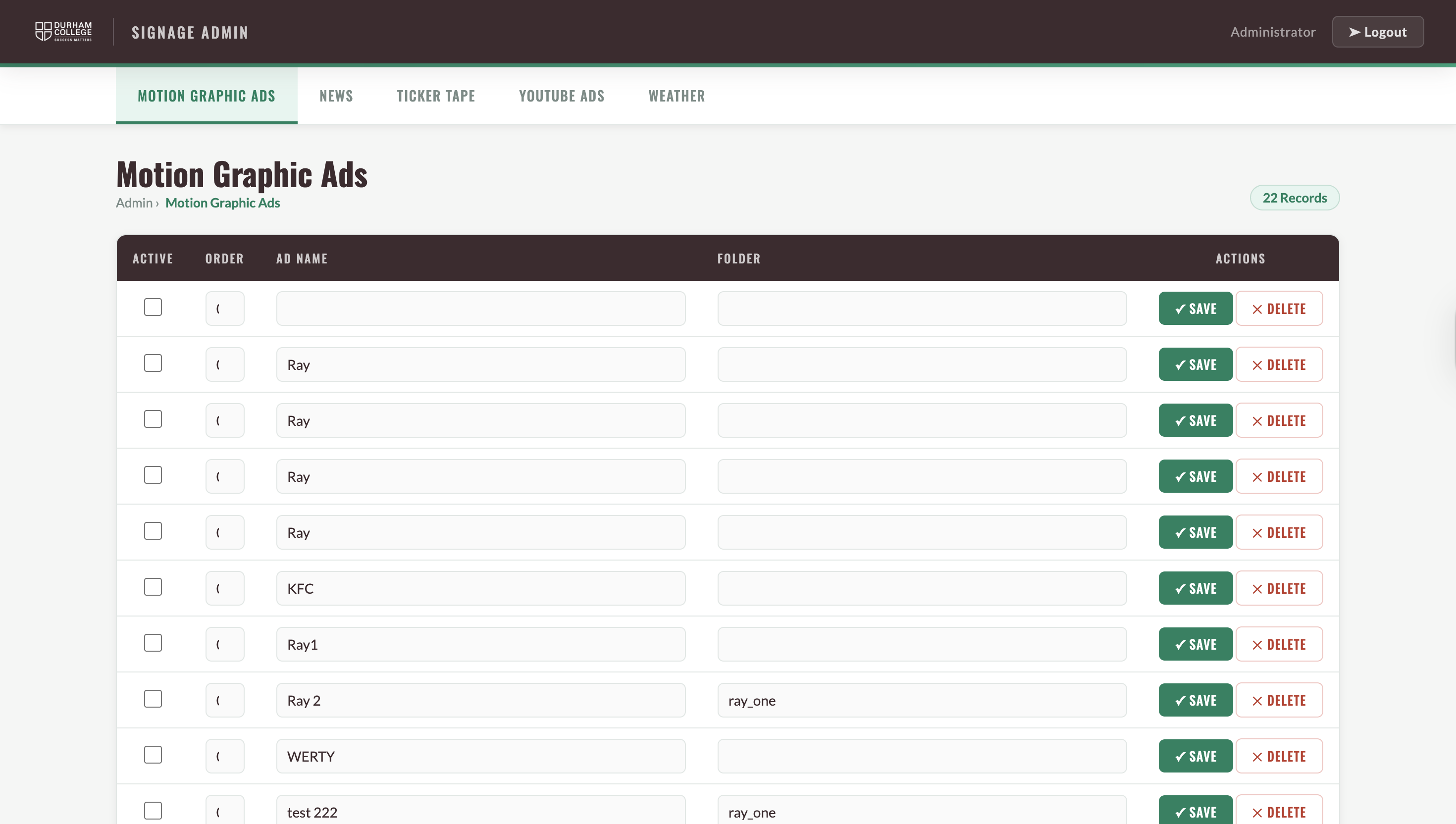 Digital signage environment frame
